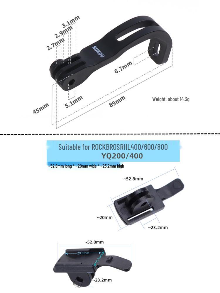 Foldable Bike Front Fork Light Mount for GoPro, Rockbros RHL400, and Brompton