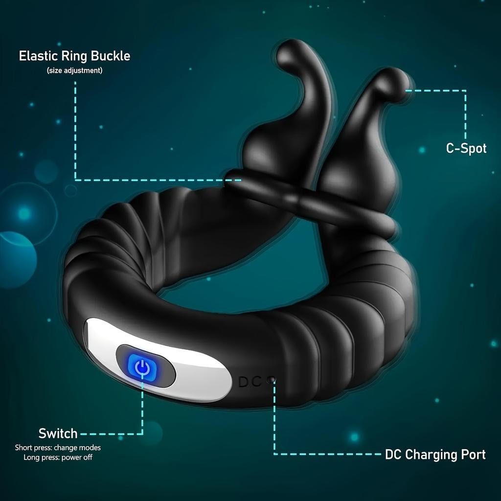Male Penis Ring, Testicle Toy, Penis Ring Vibrator, Male Sex Toy. Dual Resonance G-spot Stimulating Vibrator. Adult Toy. Comes with 10 Vibration Modes