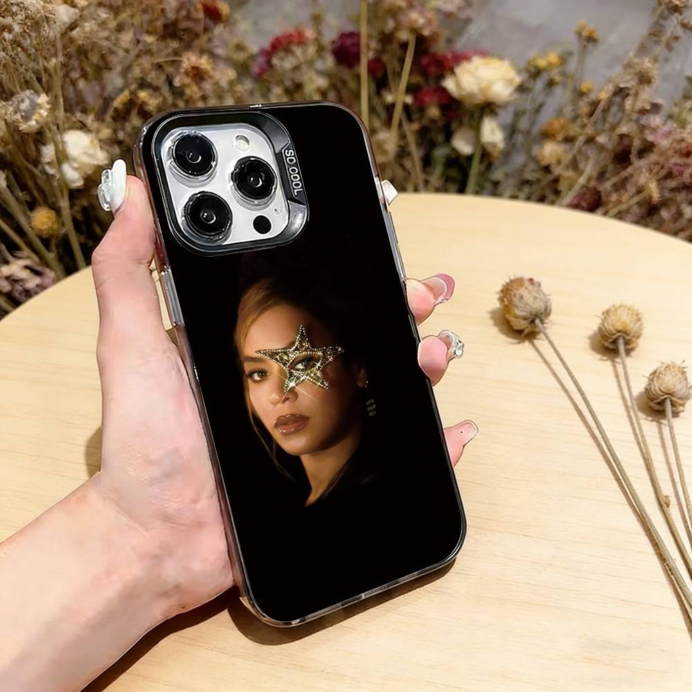 Singer B-Beyonce Phone Case For iPhone 17,16,15,14,13,12,11 Plus,Pro Max,XS,Colorful Silver Black Cover