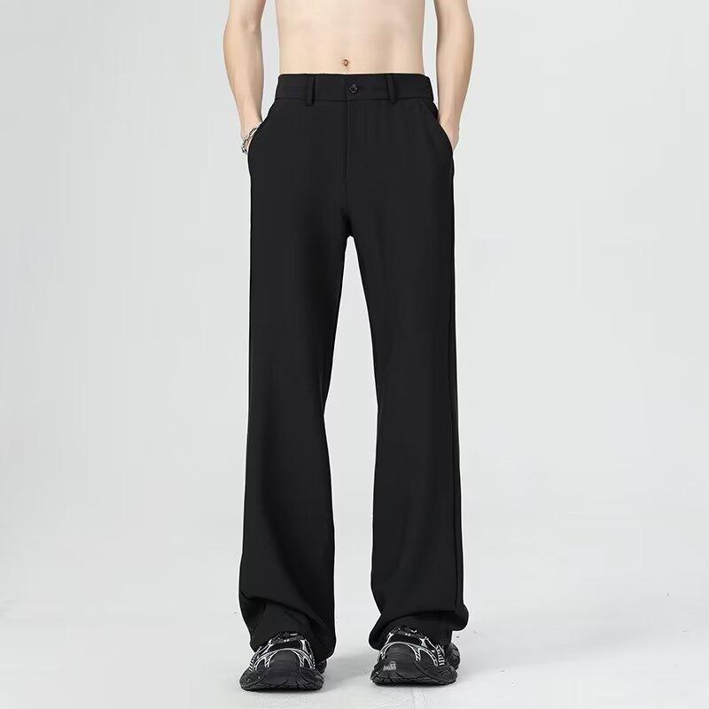 American retro suit micro-flared pants boys loose straight wide-leg floor-mopping pants high-end casual drape trousers