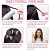 Giant curling wand roller set, 24 pieces, including 12 self-grip curling wands and 12 stainless steel duckbill clips (rose red)