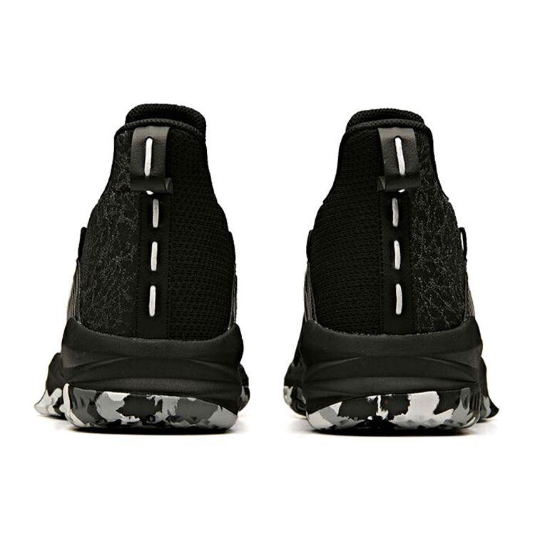 Anta Shock Absorbing Wear Resistant Non Slip Mid Top Basketball Shoes Men Sneakers Black White Gray 112141148R-1