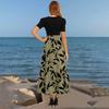 Women's Fashionable Casual Belt Short Sleeved Round Neck Print Elegant Temperament Dress