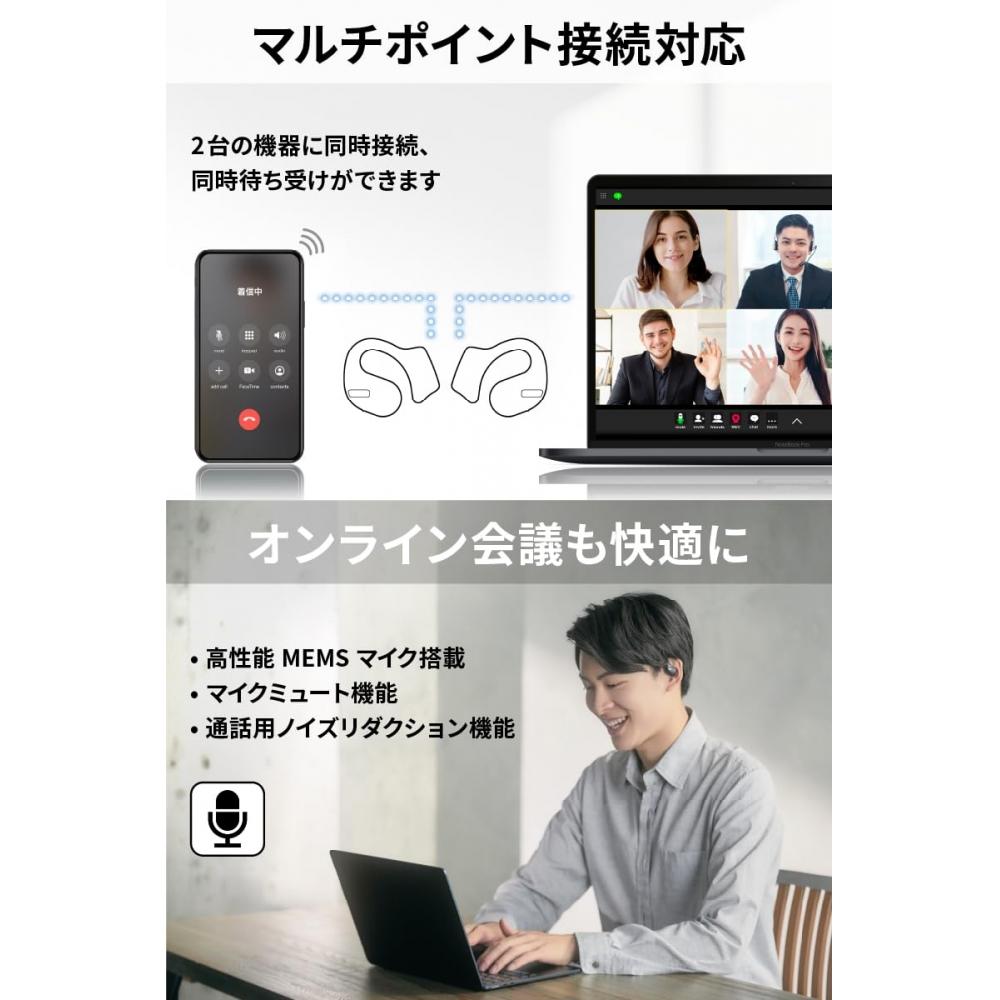 Căști fără fir JVC Kenwood Victor HA-NP50T-BA Bluetooth Open Ear Ascultare fără acoperire