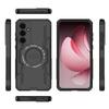 For Samsung Galaxy A35 5G Magnetic Case WANLONFENG DJ Series PC TPU Phone Cover with 2Pcs Tempered Glass Film