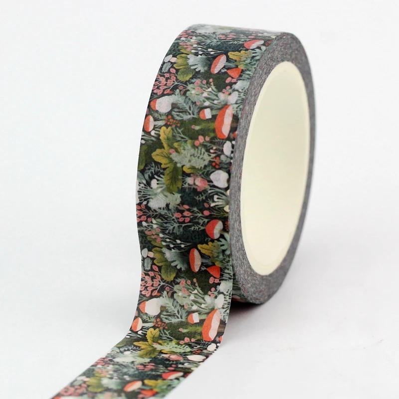 Eco Paper 1pc 10M Decor Mushrooms Flowers Cups Nautical Washi Tape Set for Scrapbooking Journaling Masking Tape Cute Stationery