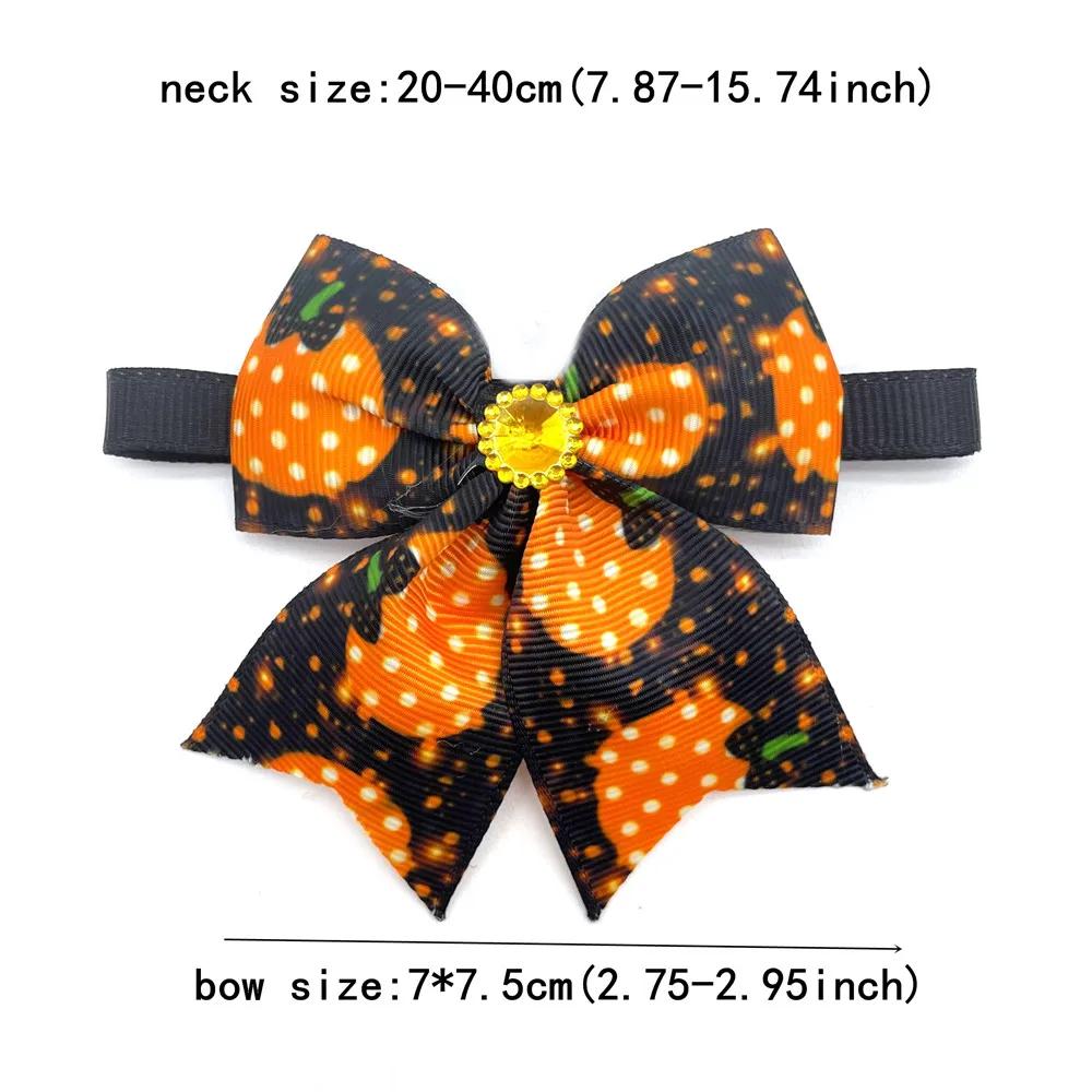 50/100pcs Halloween Pet Dog Bow Ties Adjustable Pumpkin Necktie Puppy Dog Cat Grooming Product Halloween Dog Cat Decoration Bows