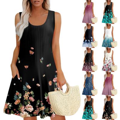 Womens Summer Dresses Loose  Sleeveless Sundresses Dress With Pockets
