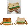 Soft Velvet Hamburger Bear Crossbody Bag With Embroidery For Daily Use