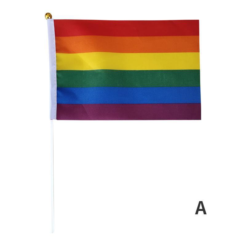 1 Pcs Easy To Hold Mini Rainbow Flag With Flagpoles For Cheers Pride Party Accessories 14x21cm
