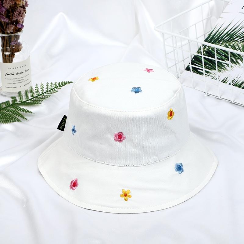 Korea Sweet Cute Flower Embroidery Fisherman Hat Children Summer Outdoor Sun Protection Basin Hat Casual Fashion Cover