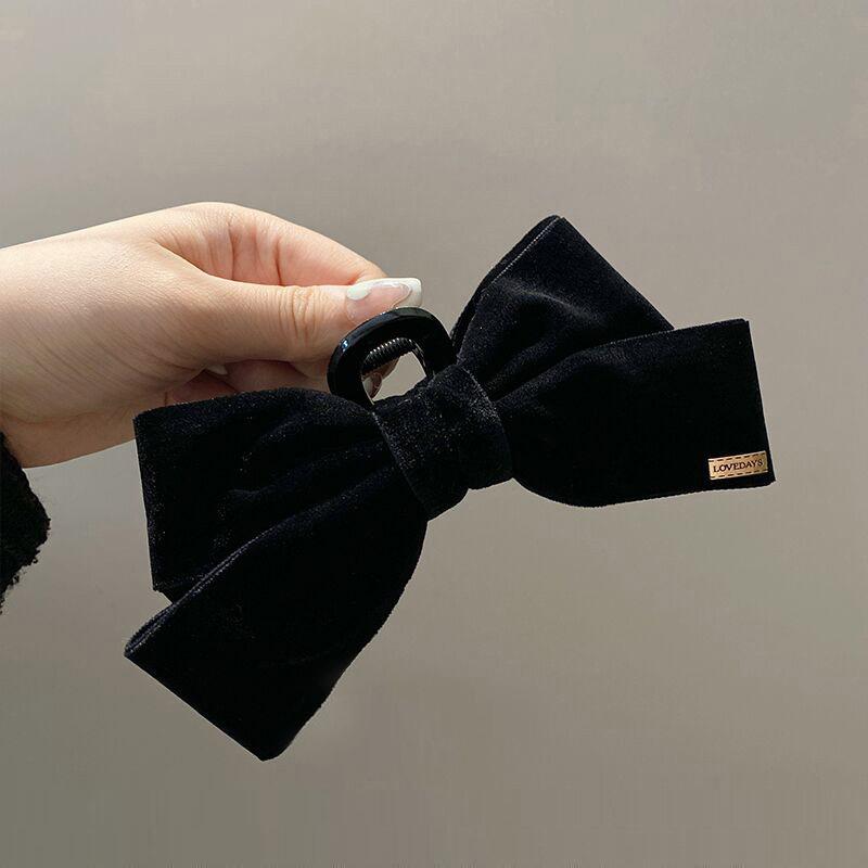 Elegant Korean Big Hair Bow Crab Claw Clip for Women Velvet Bowknot Hair Claw Ponytail Clamps Autumn Winter Hair Accessories