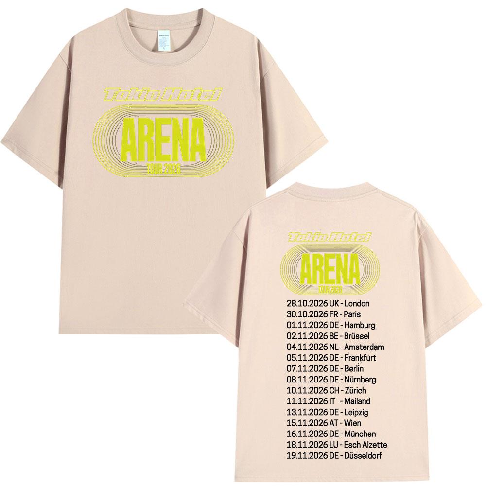 Rock Band Tokio Hotel Arena Tour 2026 Tshirts Unisex Women Fashion Vintage Short Sleeve Tshirt High Quality Cotton Casual T Shirt