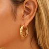 3pcs Set Stainless Steel Twists Texture Large Hoop Earrings for Women, Gold Plated Cubic Zircon Stud Earrings, Fashion Jewelry