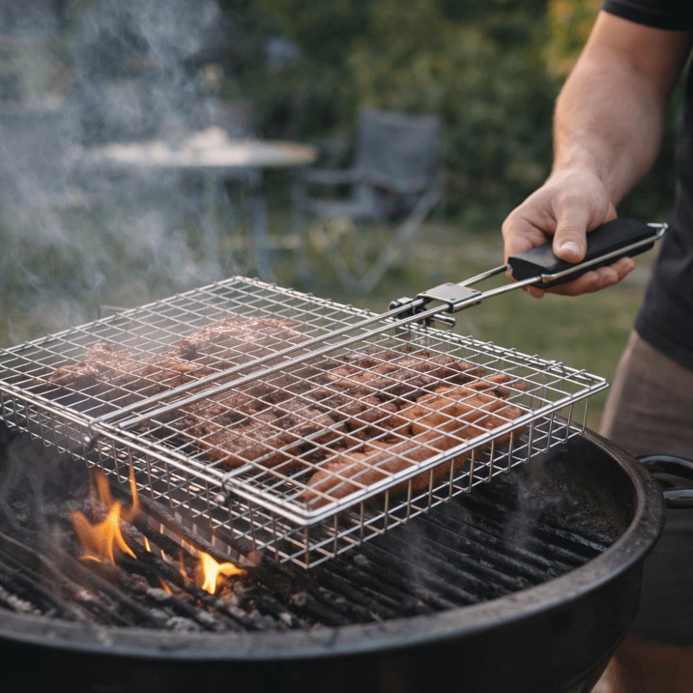Multi-Functional BBQ Grill Basket Folding Handle Grilled Fish Clip Grill Mesh Backyard