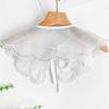 Elegant White Embroidered Flower Detachable Collar for Women Fashionable Sequins Embellished Mesh Shawl Wrap Capelet