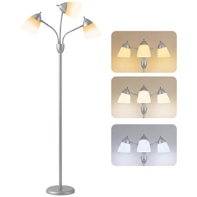 Arc Tree Floor Lamp with 3 Adjustable Rotating Lights and 3000K/4500K/6500K Colour Temperatures, Silver Tone