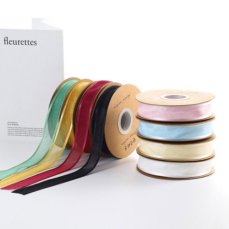 25 Yards/Rolle 2,5 cm Transparentes Chiffonband Satinbänder Für Geschenkverpackung Dekoration Hochzeitssträuße Partykranz Spitze