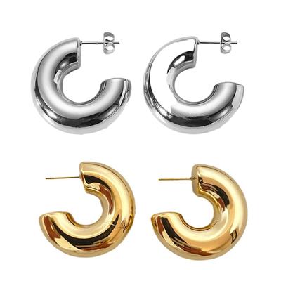 Punk Vintage Metal Hoop Earrings for Women Gold Silver Color C Shape Circle Geometric Earring Fashion Party Jewelry Gift