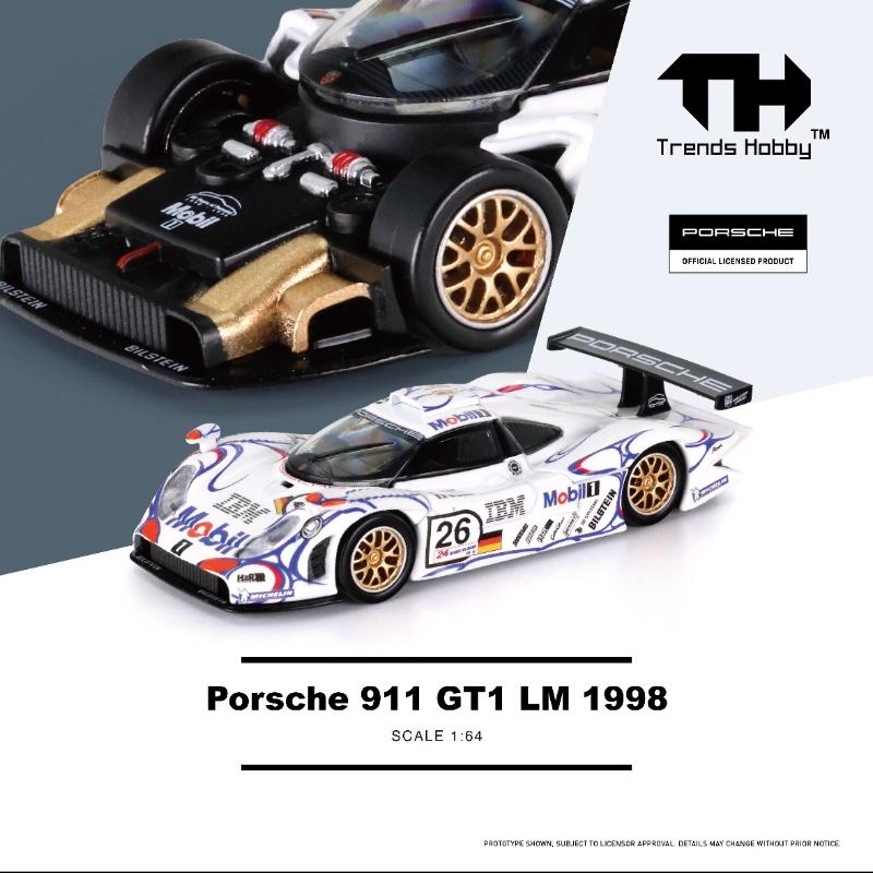 Trends Hobby TH 1:64 Porsche 911 GT1 LM 1998 Alloy Car Model Exhibition Limited