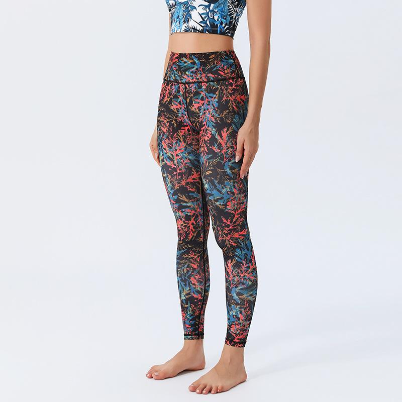 New Arrival Yoga Trousers with Floral Print Leggings High-Waisted, Form-Fitting, Buttock-Lifting Sports Fitness Trousers