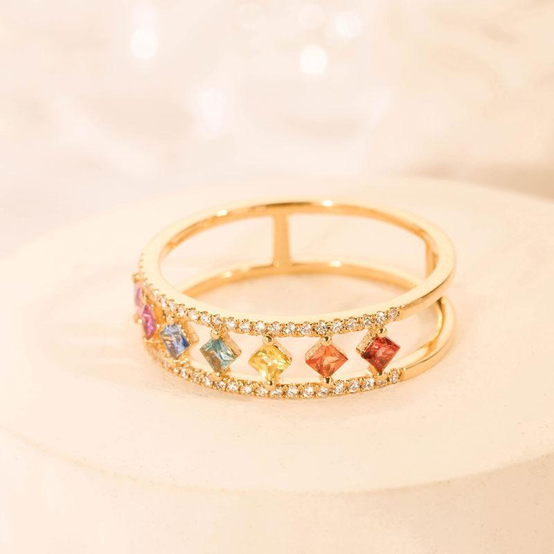 

Douyin Rainbow Ring Pinduoduo Jewelry Gold High-end Independent Packaging Ring no. 10