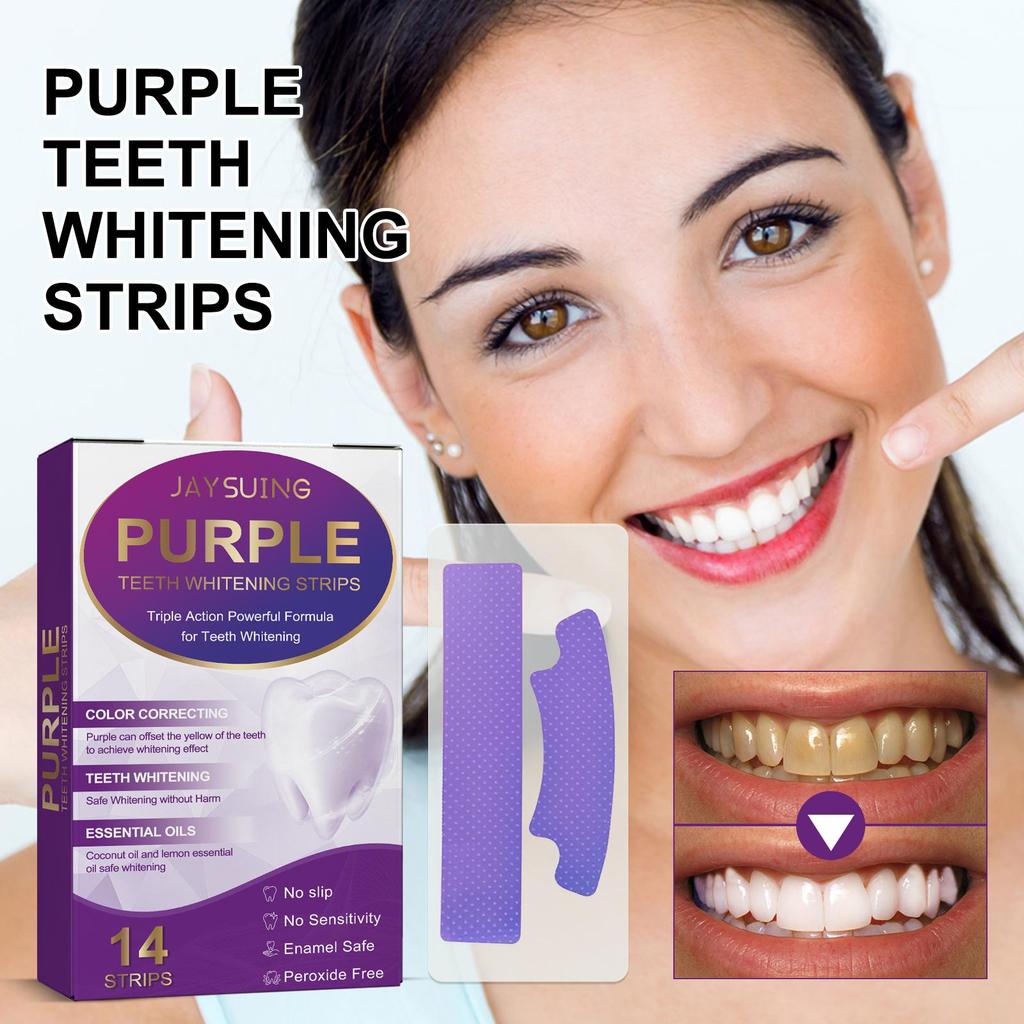 Purple Brightening Teeth Whitening Strips: Deep Cleaning & Stain Removal for a Healthy Smile