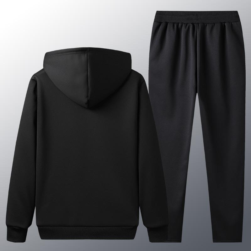 Winter-Sportanzug mit Kapuze in Übergröße für Herren, lässige Sporthose und verdickter Samtanzug für junge Herren