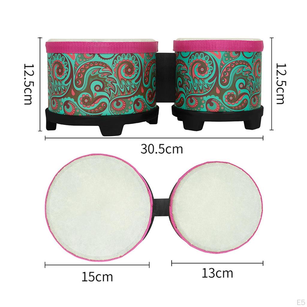 5" and 6" Bongo Drum Set Hand Fine Motor Skills Sturdy Playing Congas for