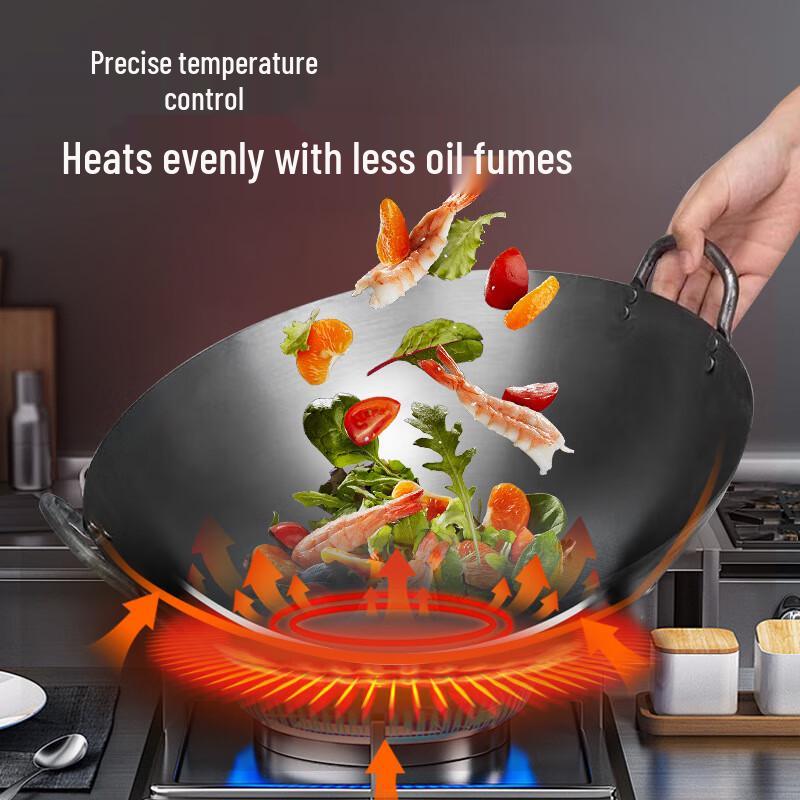 Commercial Grade Double Handle Cast Iron Wok