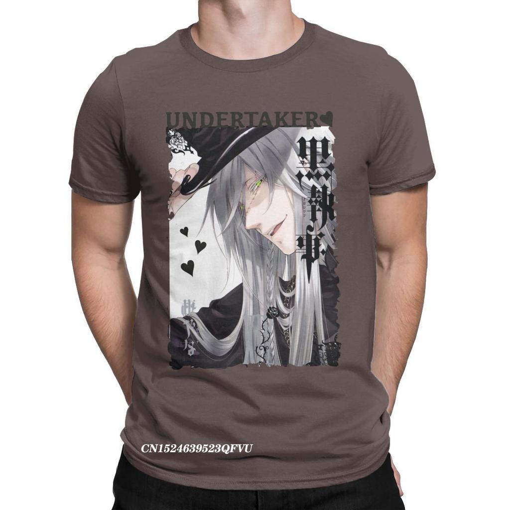 Undertaker Black Butler T-Shirts Herren Anime Lustig Premium Baumwoll T-Shirt Rundhals Harajuku T-Shirt Ästhetische Camisas Tops