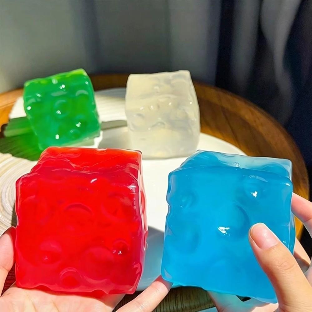Transparent Filling Cheese Pinch Toy Slow Rebound Cheese Squeeze Fidget Toy Stress Relief