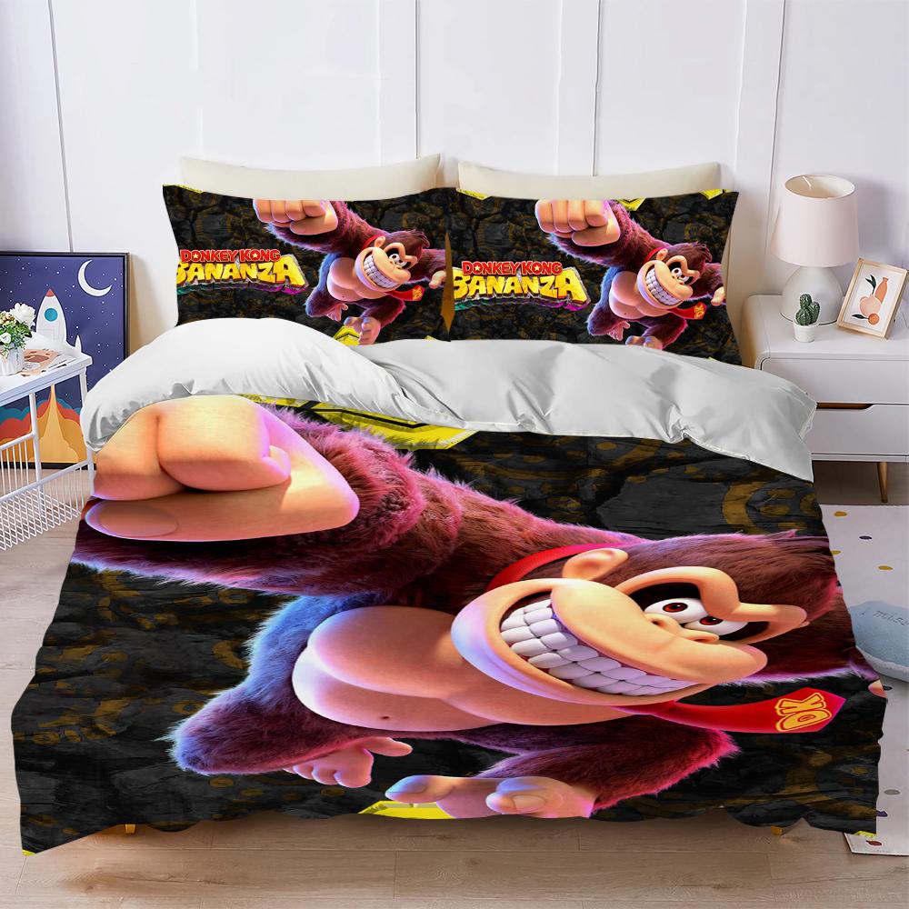 D-Donkey K-Kong Bananza Duvet Cover Set Soft Wash Bed 3 Piece Summer Comfortable Student Dormitory Home Baby Bedding Best seller
