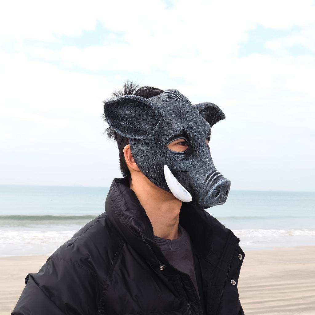 Halloween Boar Mask, Half-Face Pig Mask, Adult Stage Performance Animal Headgear, Funny Pig Mask