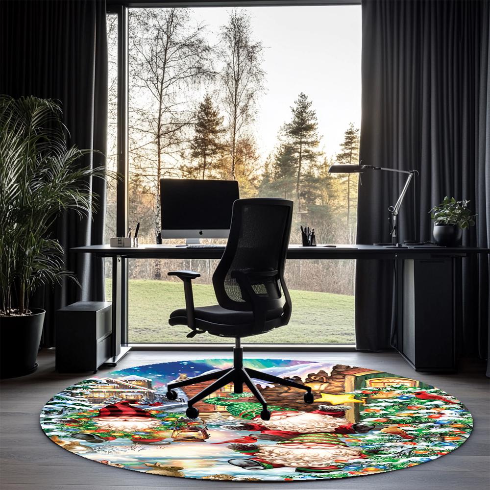 Christmas Street Printed Round Rug Carpet Chair Rug Area Rug Entryway Doormats,for Office Chair Living Room Bedroom Kitchen Room.