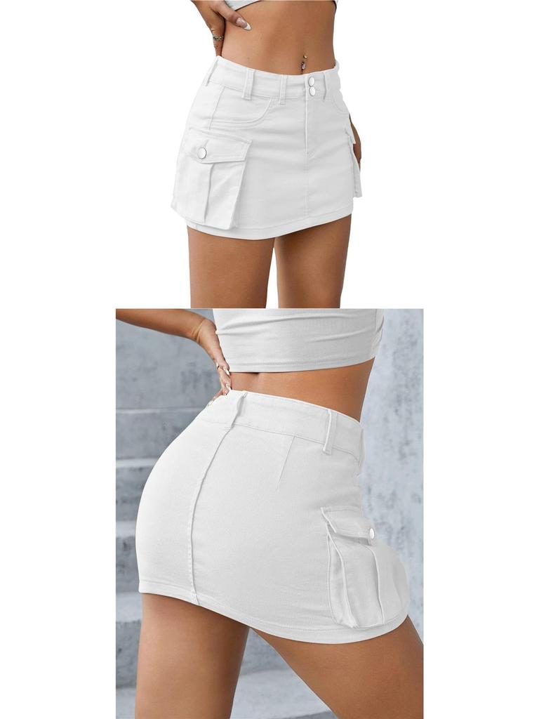 European & American Street Style Low-Waist Slim Fit Solid Color Autumn Skirt for Women
