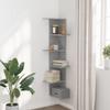 Wall Mounted Corner Shelf Concrete Grey 36.5 X 36.5 X 140 Cm Particleboard