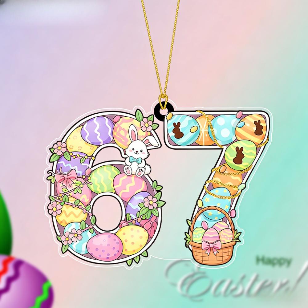 Acrylic Easter Hanging Ornament with Adorable Easter Bunny & Easter Eggs Pattern - Unique 67 Pendants, Drops & Finials - Ideal Easter Gift for Friend 
