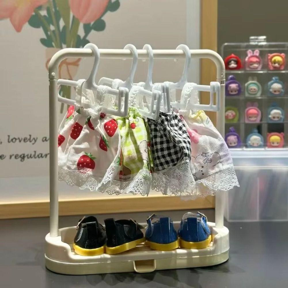 Mini Mini Clothes Hanger 20cm Shoe Display Rack New Doll Clothes Storage Rack for Labubu/BJD Doll