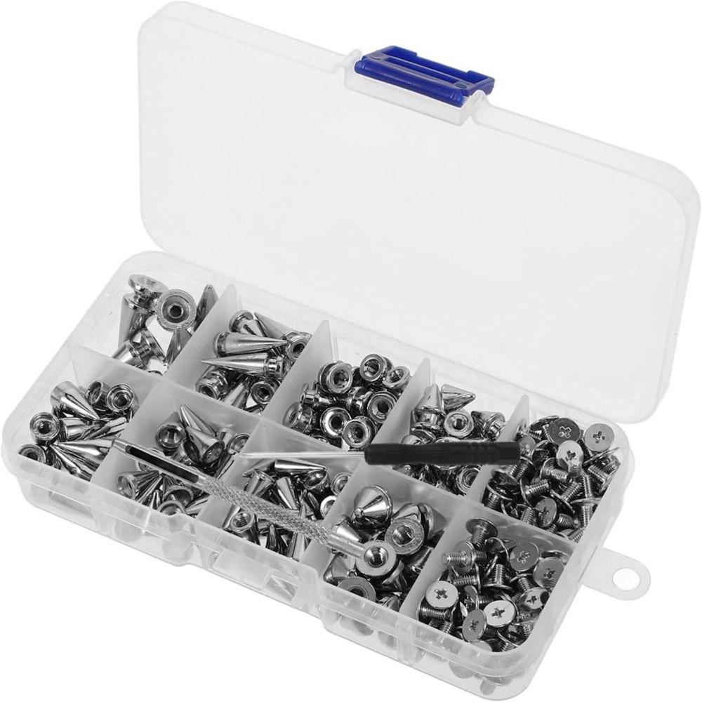 359 Teile Glatte Oberfläche Punk Nieten und Nieten Set Verschleißfestes Kegelnieten Set Handarbeit