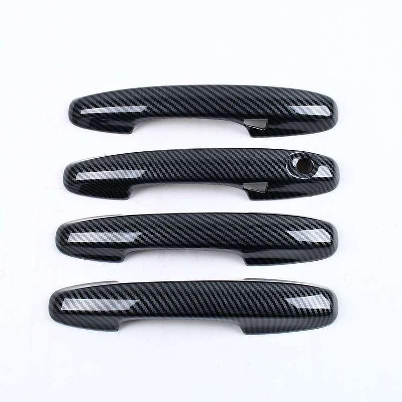 For Ford Focus      ABS Chrome Carbon Fiber Glossy Black Car Door Handle Cover Trims Car Styling Accessories