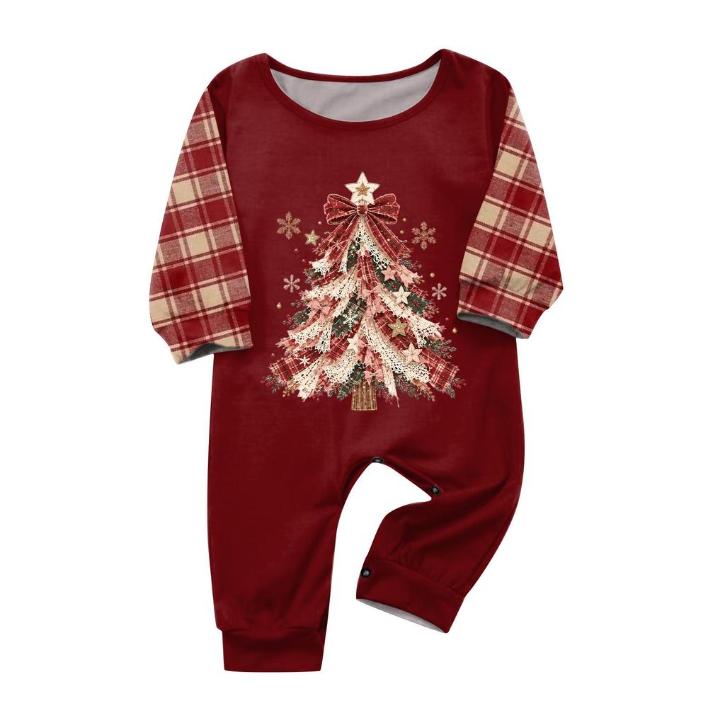 Christmas Print Long Sleeve Pants Family Matching Pajama Set Loungewear for Adults and Kids