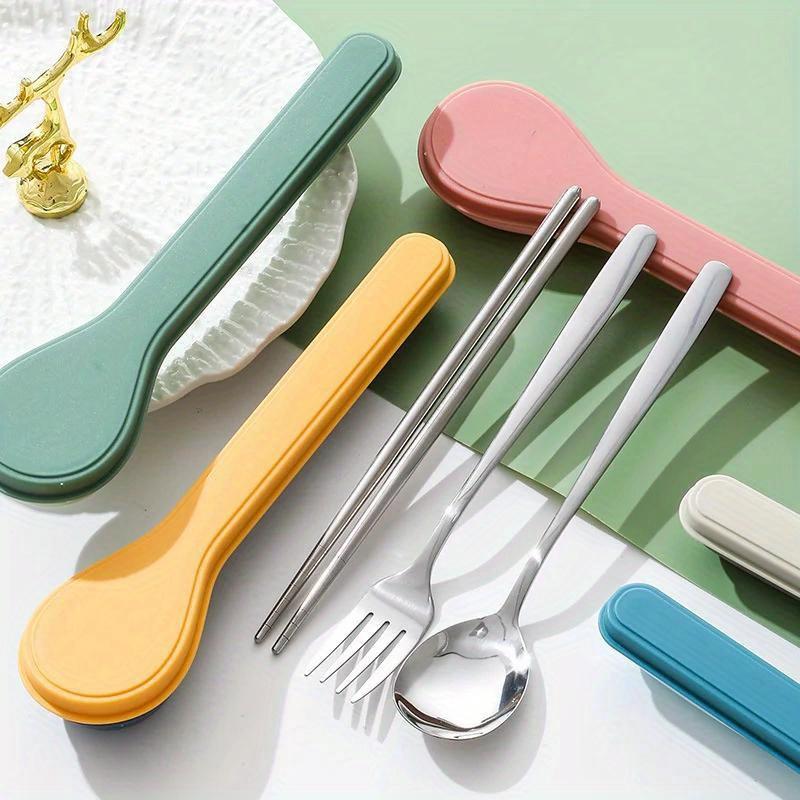 Korean Style Portable Flatware Set with Storage Case Polished Stainless Steel Cutlery Set for Home, School, and Kitchen Dinnerware Use