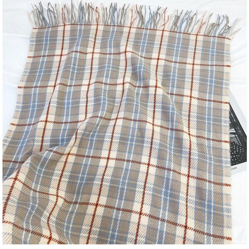 Plaid Scarf Women's Autumn and Winter New Thickened Imitation Cashmere Scarf Fashion Fringed Warm Shawl