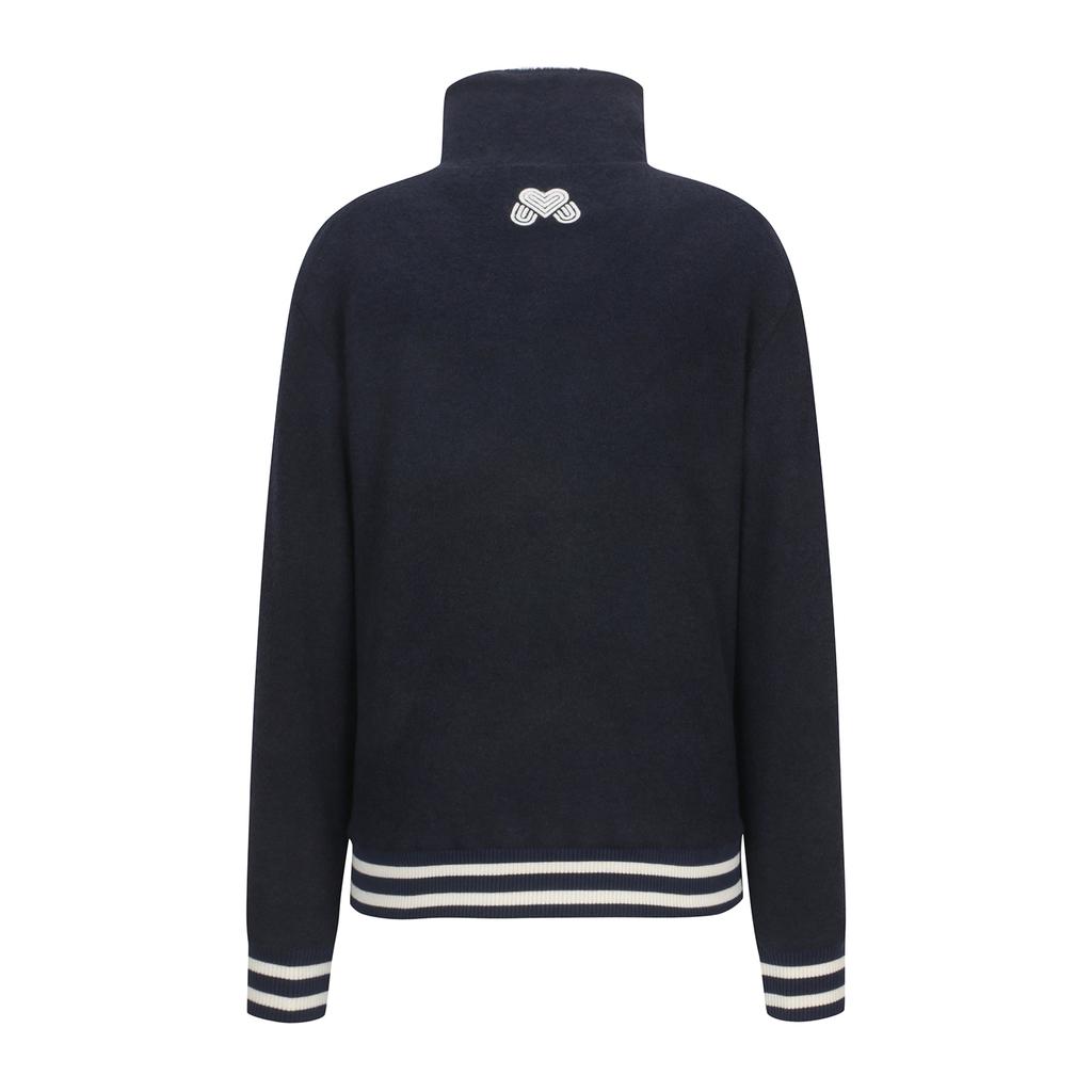 MARTINE GOLF Logo Jacquard Fur Knit_Navy