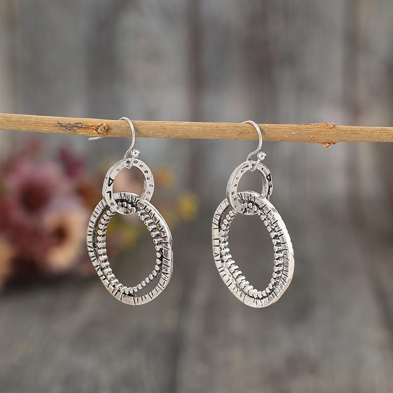 

Этнические серьги цвета меди неправильной круглой формы, винтажные металлические серьги-подвески с геометрическим плетением для женщин, ювелирные изделия