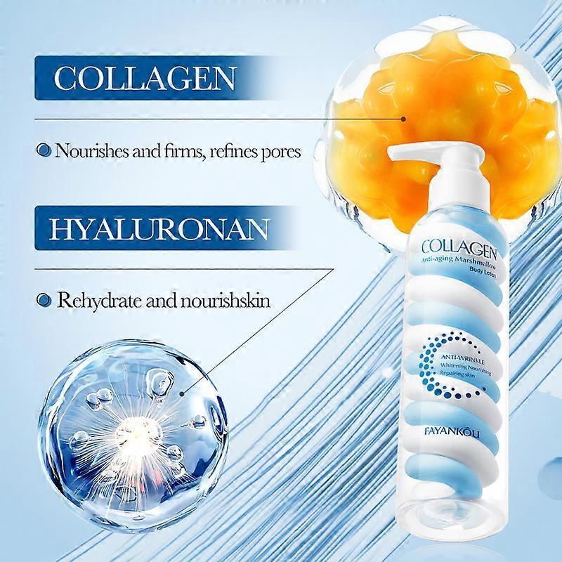 Collagen Anti-aging Marshmallow Body Lotion, Collagen Firming Cream Reduce Fine Lines & Wrinkles, Moisturizing, Hydrating, Whitening, Repair, Smoothin