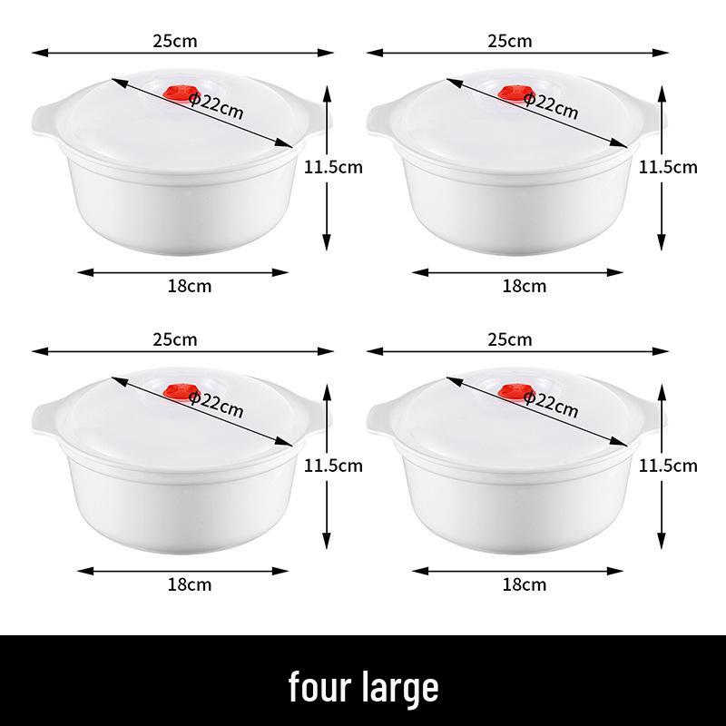 Round High-Temperature Resistant Microwave Lunch Bowl with Lid
