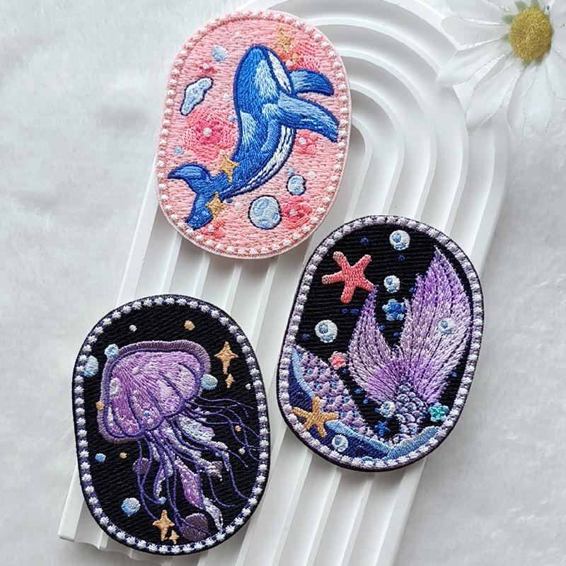 Cartoon Marine Animal Embroidered Iron-on Patch for Jeans, Bags & DIY Repair