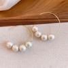 French Pearl Beaded C-Shaped Geometric Earrings: Retro, Elegant, High-End Fashion for Women